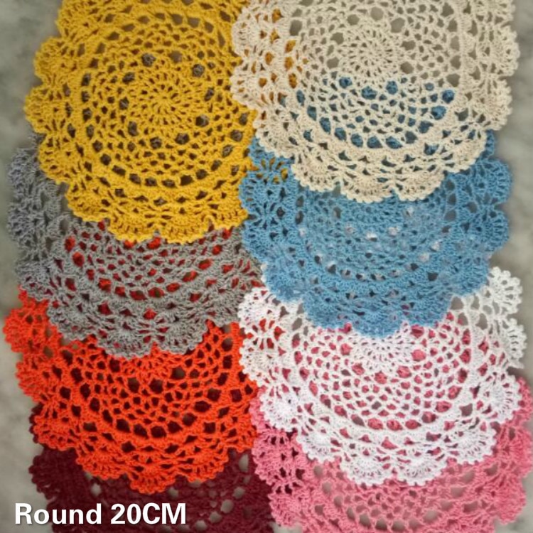 Tapis de Table rond en coton au Crochet, 20CM, Original, pour la maison, la cuisine, les fleurs, manteau individuel, napperon de noël, dessous de verre
