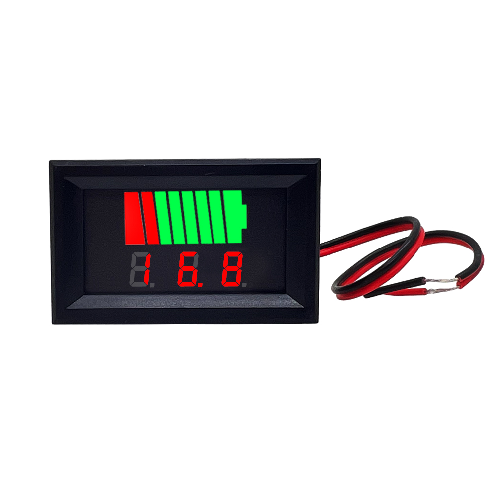 Car battery charge level indicator, , 12 v, 24 v, 36 v, 48 v, 60 v, 72 v,  lithium battery capacity meter, tester, display, led tester, voltmeter: Gold / 260 v