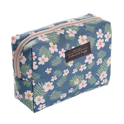 PURDORED 1 pc Blumen- aufbringen Kosmetik Tasche Koreanische Stil Mini Frauen machen-hoch Tasche Reise Waschen Tasche Mini Lippenstift Schönheit CaseOrganizer: Grün Blume