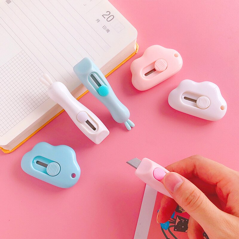Cute animal rabbit Cloud Mini Portable Utility Knife Paper Cutter Cutting Paper Razor Blade Office Stationery Escolar Papelaria