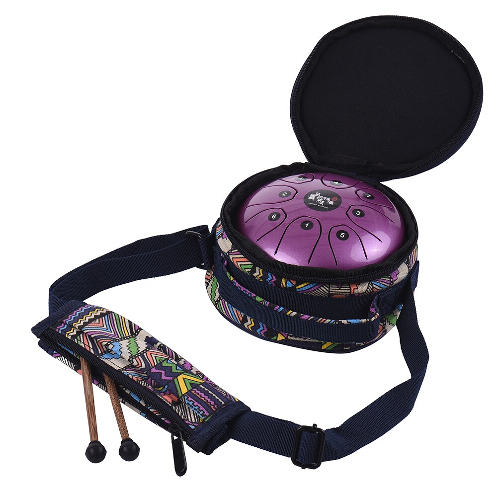 Tambor de lengua de 5,5 pulgadas tambor de lengua de acero de 8 tonos tambor de mano de instrumento de percusión C clave con bolsa de transporte de mazos de tambor
