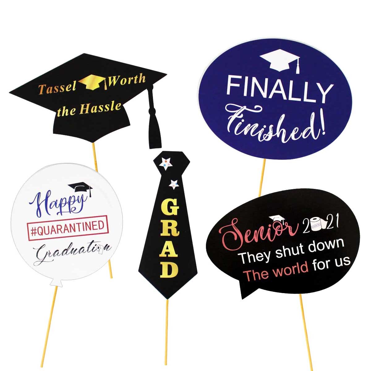 31pcs Quarantine Photo Booth Props Graduation Party Decoration Photobooth Bachelor Cap Grad Congrate Graduated Supplies