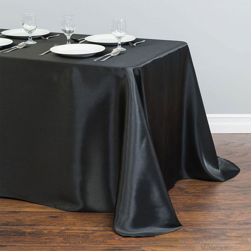 Mantel de satén sedoso de Color sólido, decoración de mesa para banquete de boda, cubierta de mesa de de satén de lujo ligera moderna para cena de Hotel
