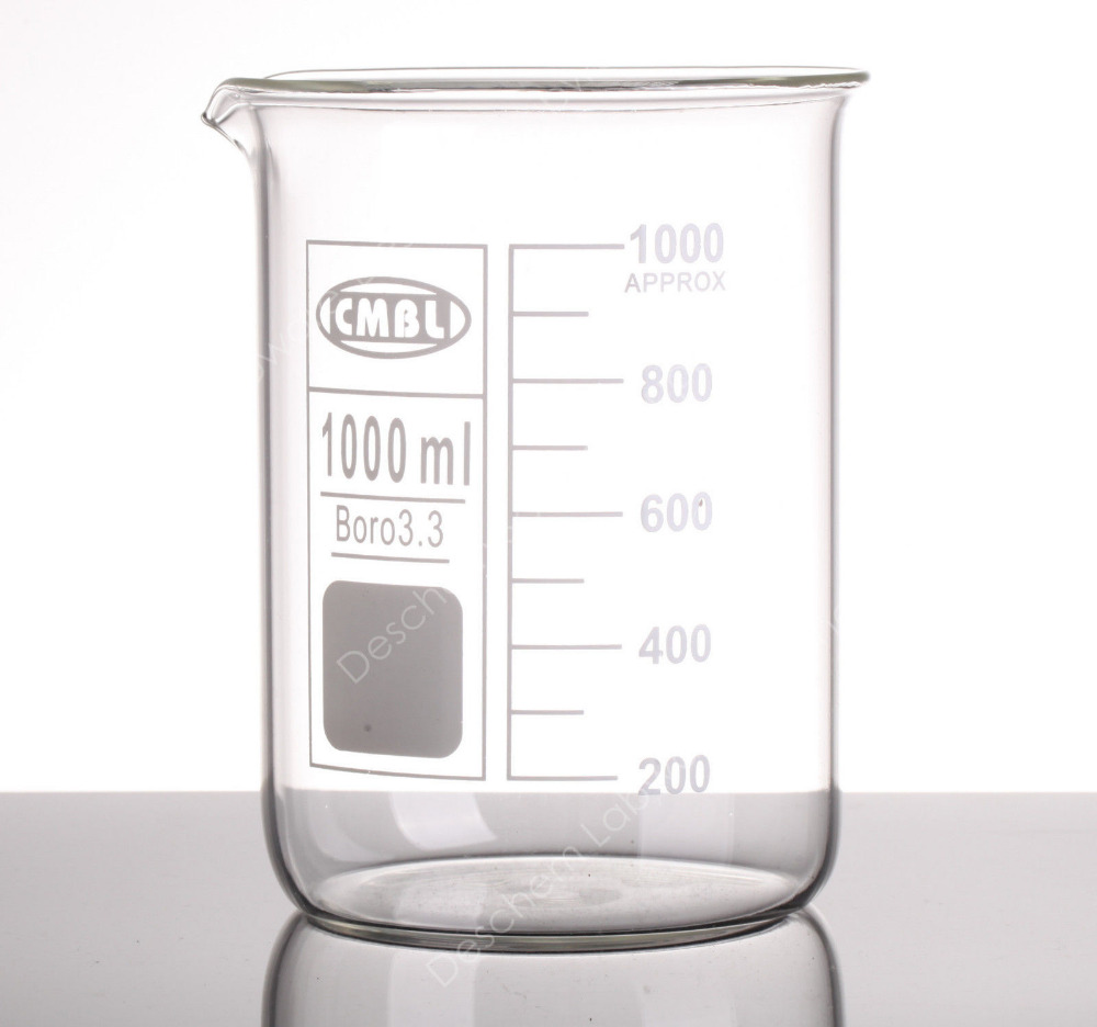 1000 Ml Bekerglas, 1L Lage Vorm Bekers, Een Liter, Borosilicate 3.3 Glaswerk