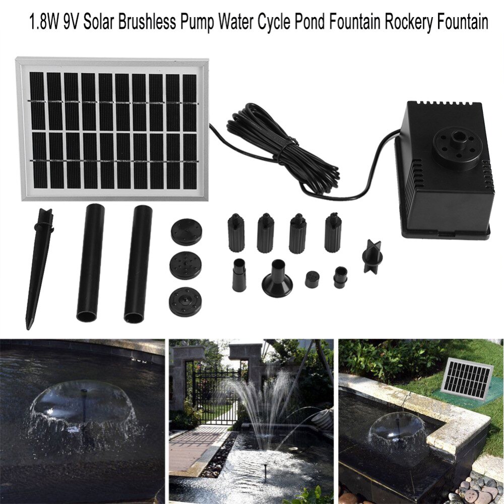 1.8W 9V Solar Brushless Pomp Water Cycle Vijver Fontein Rotstuin Fontein Tuinieren Solar Pomp Fontein Zonne-energie Fontein pomp