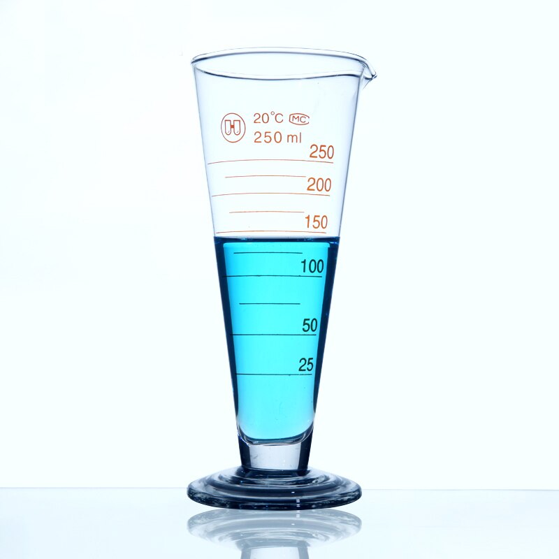 Lingeyue 500mL graduado cónico vaso de medición de vidrio triangular de vidrio de medición equipo de química de cilindro de laboratorio