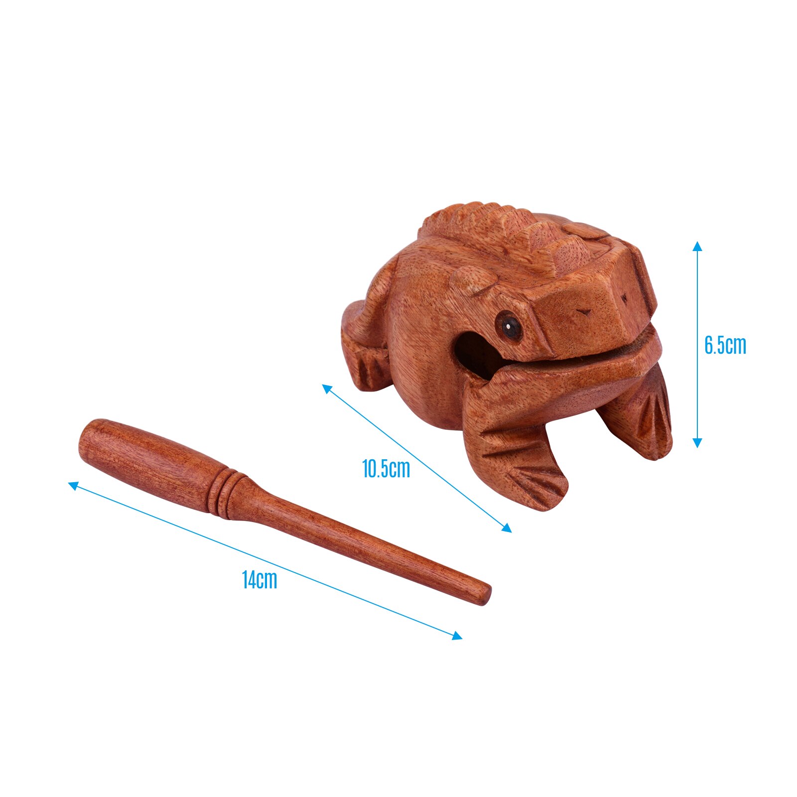 Muslady lille frø guiro rasp frø lyd maker omkring 4 inches lang massivt træ materiale musikalsk percussion instrument: S
