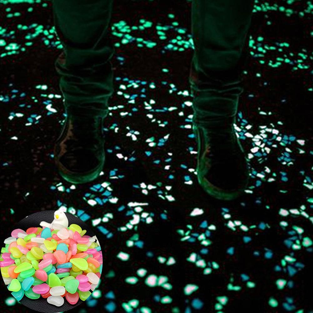 50Pcs Glow in Dark Garden Pebble Stones Rocks for Walkway Garden Path Patio Lawn Fish Tank Decorative Pebbles Luminous Stones
