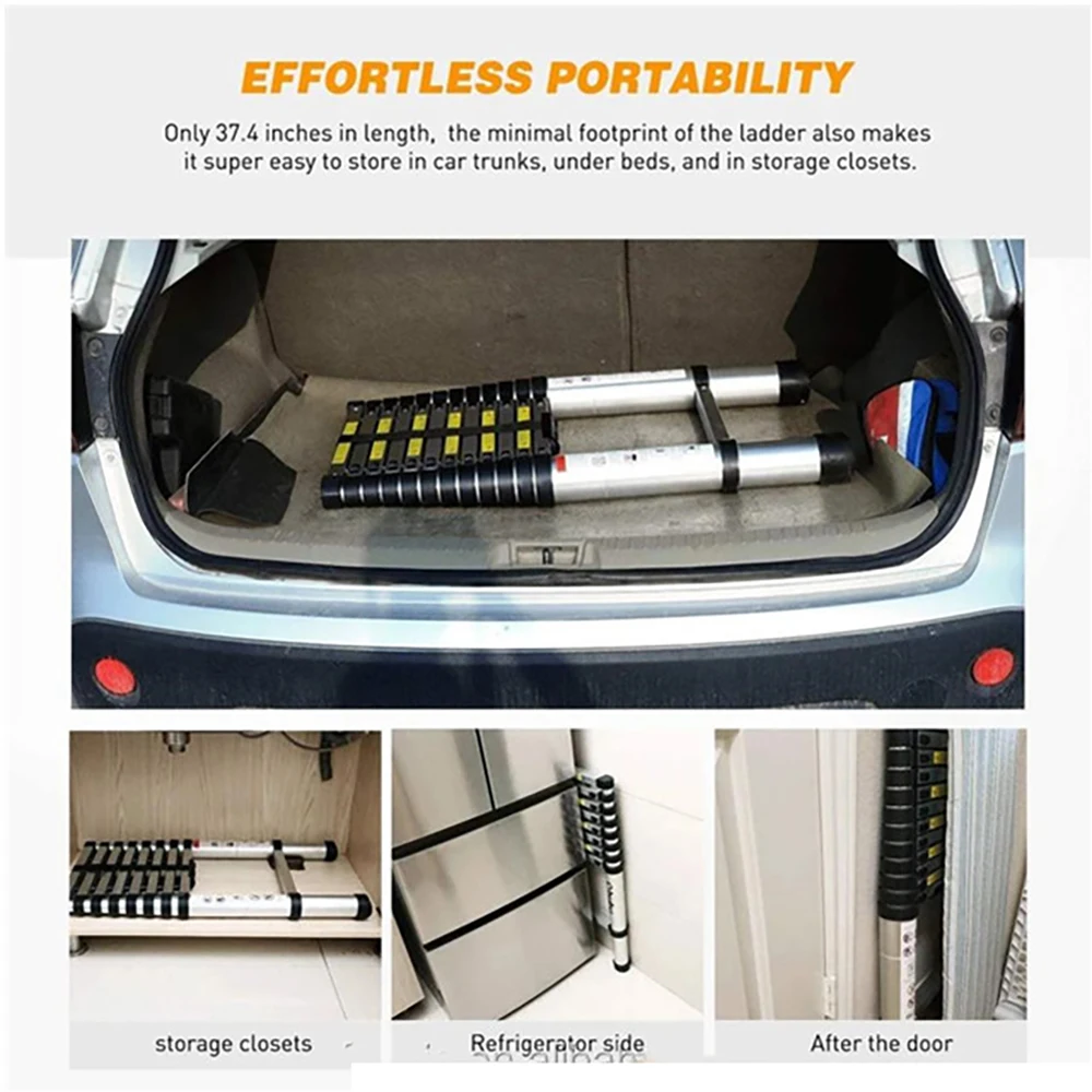 1.4m Thickened Multifunctional Telescopic Ladder Portable Home Aluminum Alloy Engineering Ladder Outdoor Lifting Bamboo Ladder