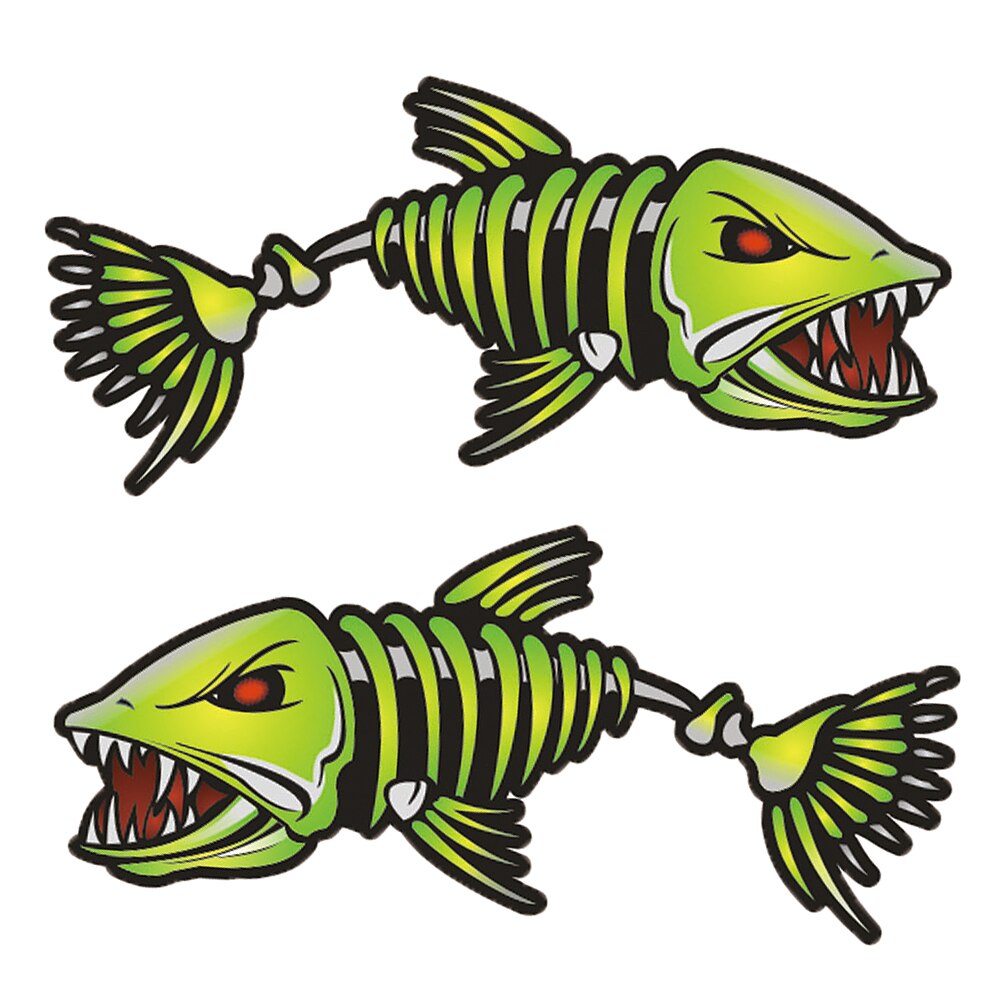 2 stk 18.5 * 8.2cm fisketenner munn klistremerker skjelett fisk klistremerker vinyl dekal fiskebåt kano kajakk grafikk tilbehør