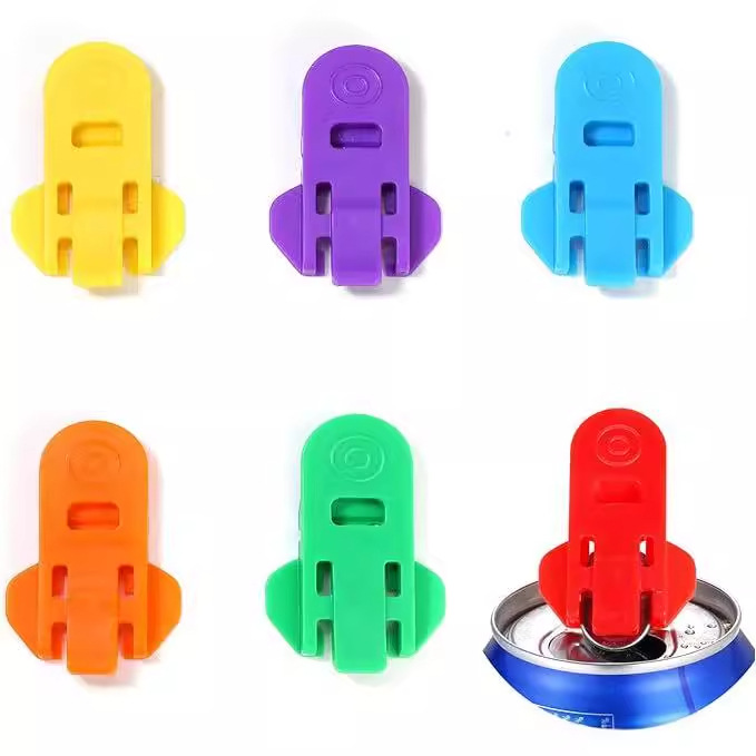 6pcs Can Opener Handheld Plastic Small Sealer for Beer Cola Beverage Cans Simple Rotating Dustproof Cup Lid Sealing Small Tool: Default Title