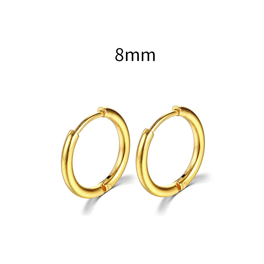 Simple Stainless Steel Small Hoop Earrings for Women Men Cartilage Ear Piercing Jewelry Pendientes Hombre Mujer: Yellow / Platinum Plated