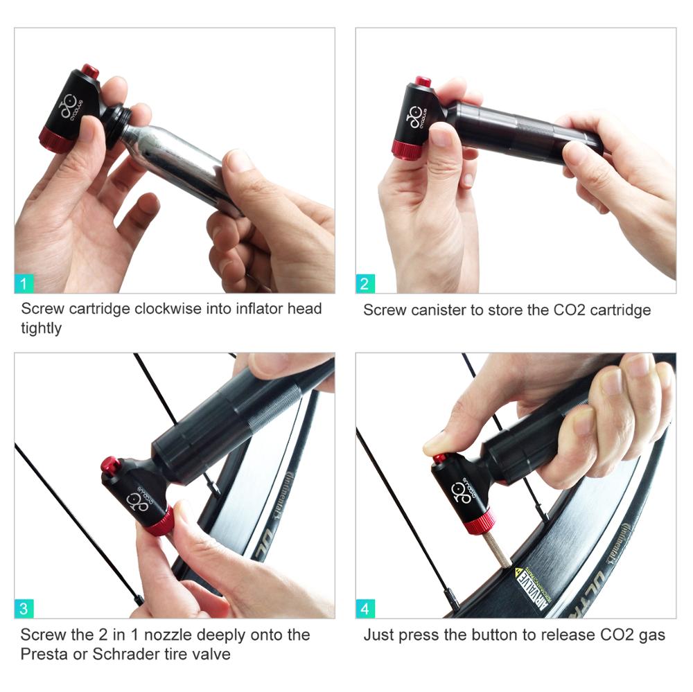 CYCPLUS CO2 Air Inflator Bike Pump Bicycle Accessories Mini Portable Hand Pump Schrader Presta Valve for MTB tyre Ballon Ball