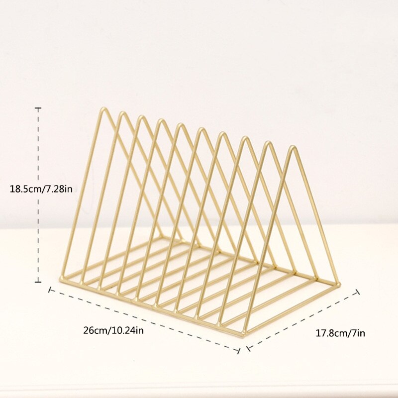 Iron LP Record Rack Triangle Book Magzine Holder Desk Record Storage Organizer M76A