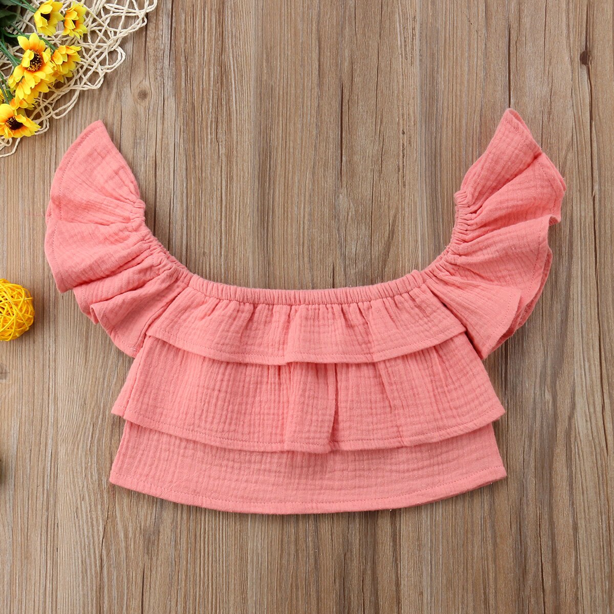 Newborn Kid Baby Girls Summer Blouse Off Shoulder Ruffled Dot Tops Shirt Blouse Child Summer Clothes Baby Girl 0-3T