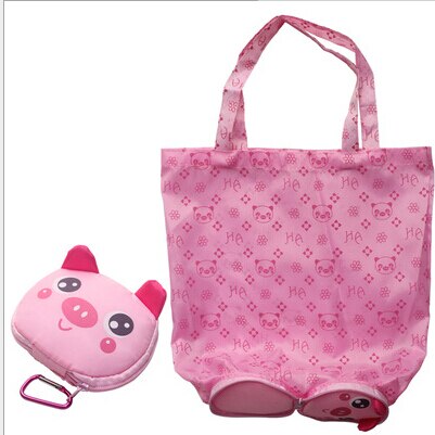 Mädchen Einkaufen Tasche niedlich Karikatur Marke Reisen Foldable Tasche Lager Eco wiederverwendbar niedlich Tier groß Kapazität Handtasche: Rosa Schwein