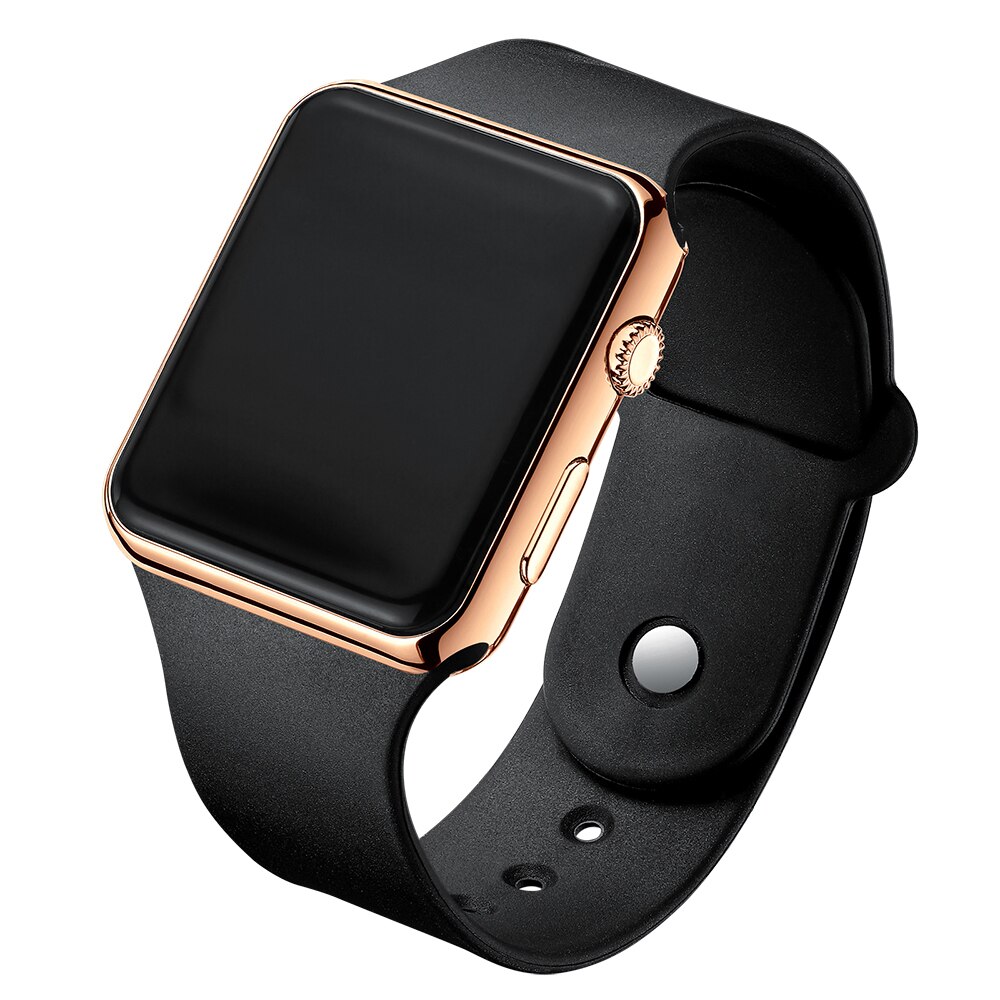 LED Digital Watch Men Reloj hombre Electronic Casual Watch for men Silicone Male watch Montre homme Simple Men Watch: Black RoseGold