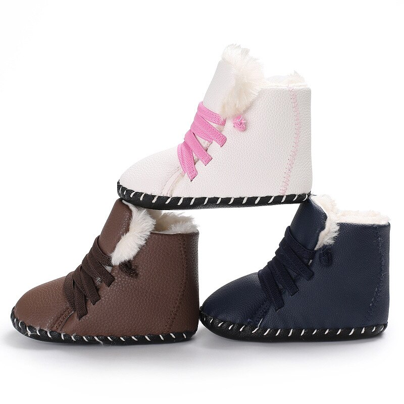 Kids Laarzen Kinderen Rubber Laarzen Winter Kinderen Dikker Pluche Snowboots Kind Warm Pu Lederen Korte Baby Baby Wit schoen