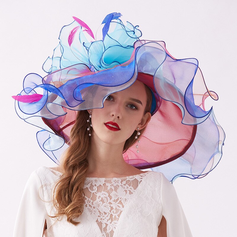 Sombreros de boda a la Para Novias sombreros de noche elegantes para Mujer Accesorios formales para el cabello de boda 9 colores para novia
