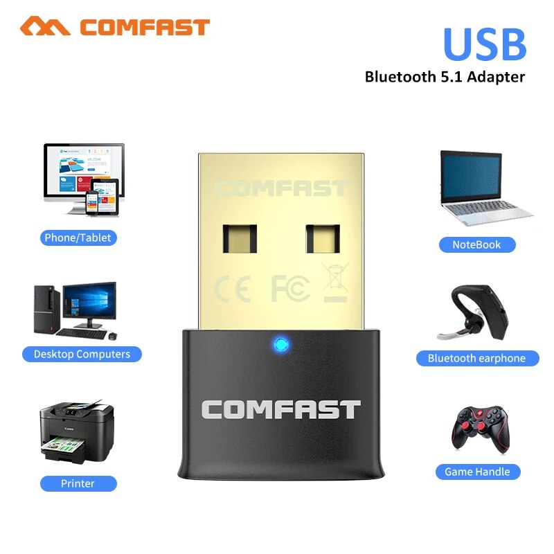 USB Bluetooth 5.1 5.0 Dongle Adapter for PC Speaker Wireless Mouse Music Audio Receiver Transmitter Bluetooth 5.0