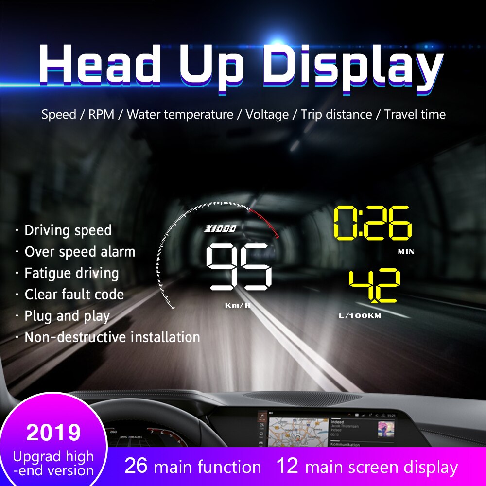 Sininen valkoinen  a9 hud 5.5in universaali auto head up näyttö odb 2 järjestelmä autodiagnostiikka head up näyttö tarvikkeet automovil