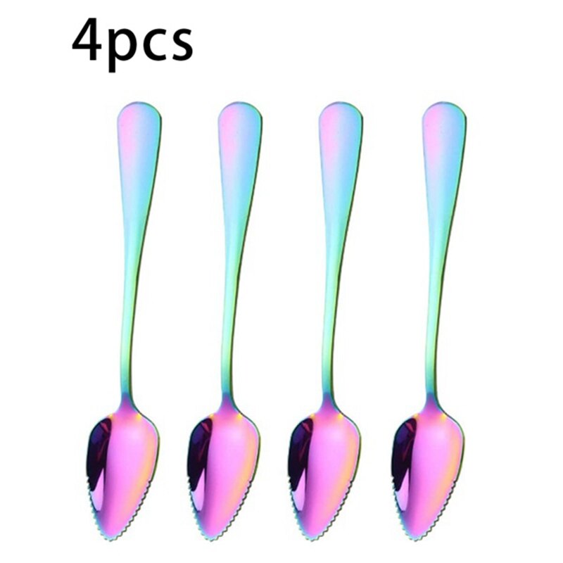 Cuchara de pomelo, juego de cuchara de pomelo, cucharas de postre Vintage de media fruta de acero inoxidable, para cocina (4 uds)