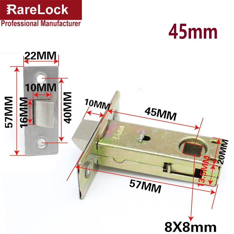 Dørhåndtag låsecylinder 4 størrelse til badeværelse soveværelse iphone cover butik dør hardware tilbehør diy rarelock mms 467 h: 1 stk 45