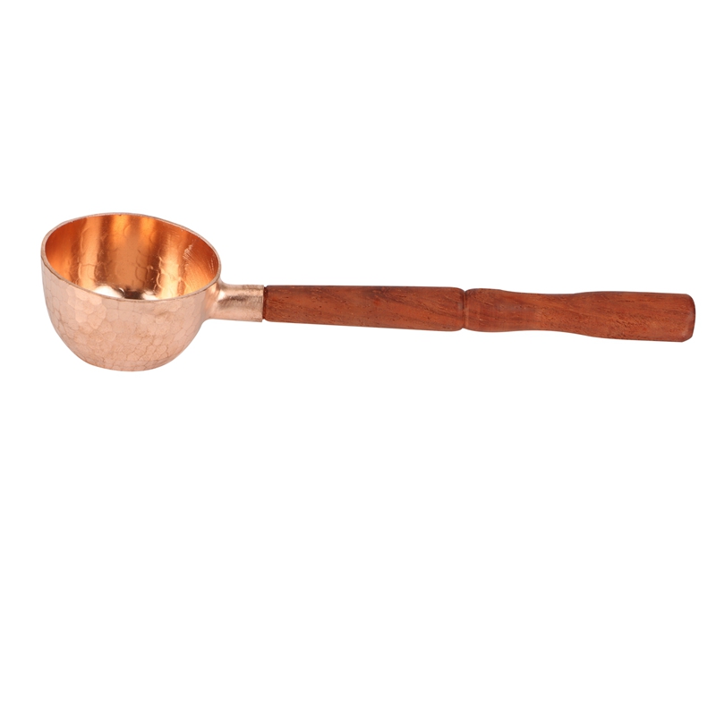 Kitchen Products Copper Coffee Scoop Coffee Bean Spoon with Wooden Handle Coffee Measuring Bean Spoon