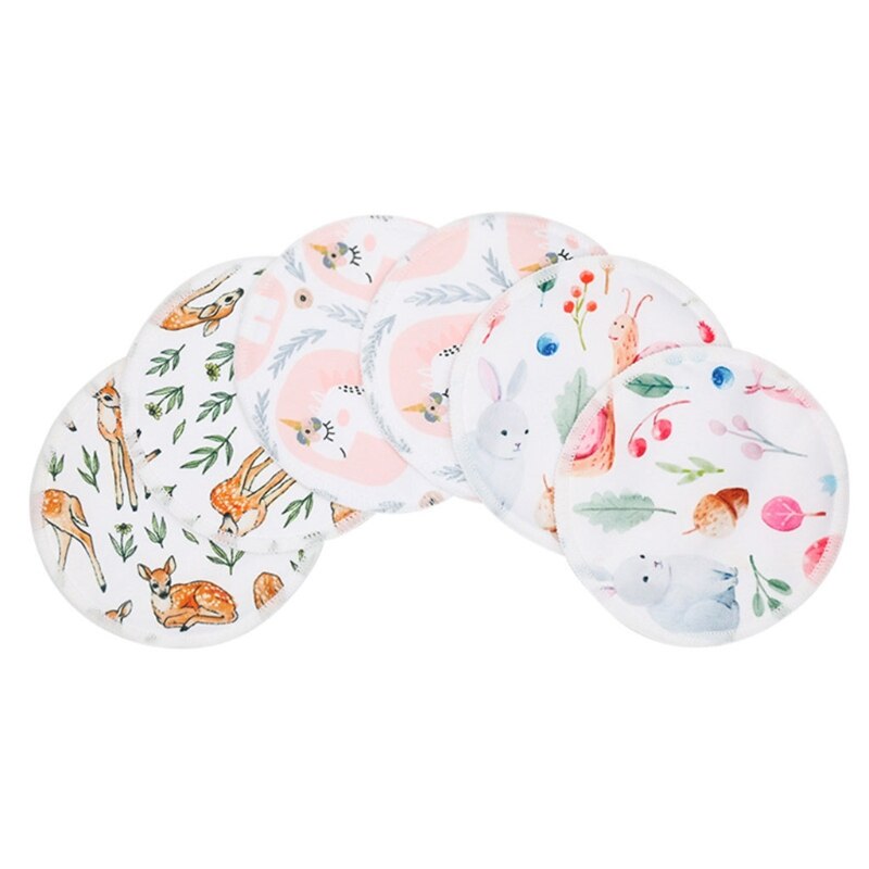 B2EB 6 Pcs Herbruikbare Nursing Pads Voor Borstvoeding Wasbare Bamboevezel Borstvoeding Pads Zoogcompressen Nipplecovers: Jungle