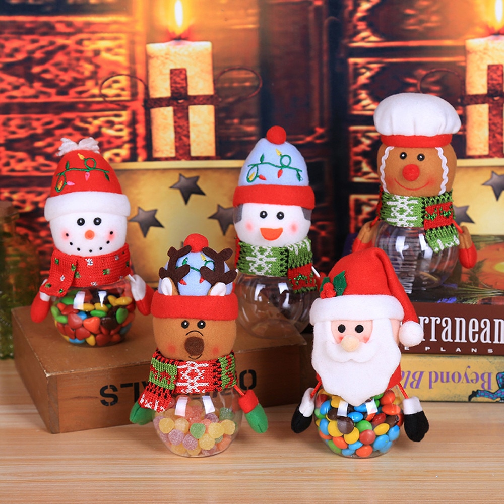 Child Kids Christmas Plastic storage container Candy Jar Storage Bottle Santa Bag Sweet christmas decorations for home Box