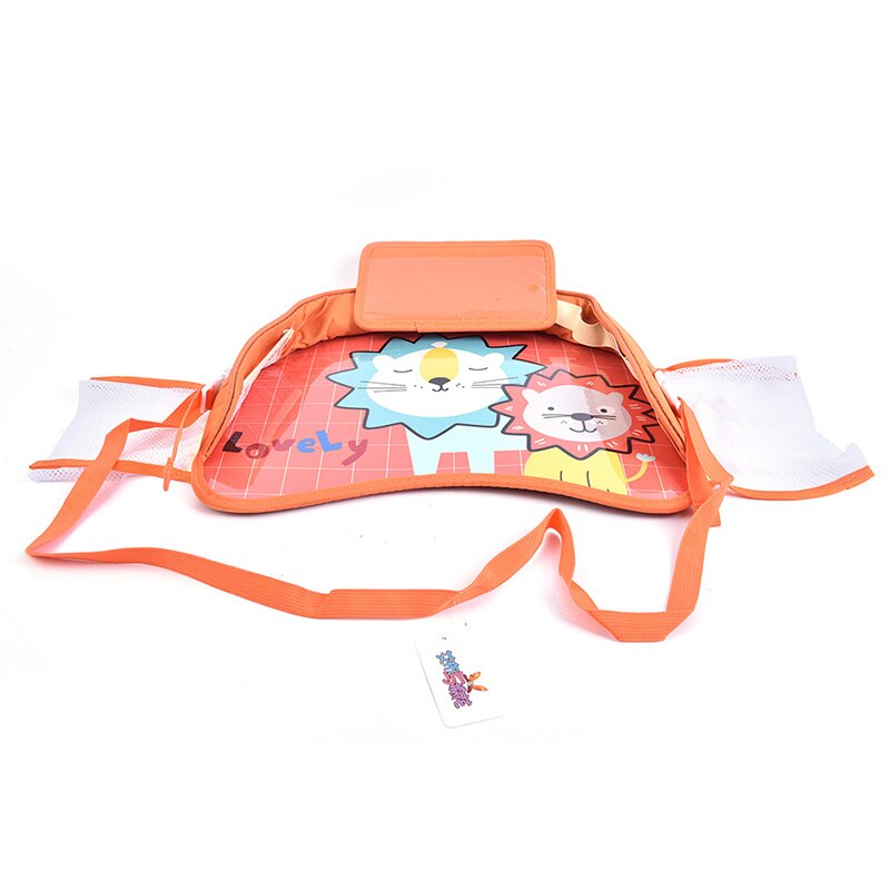 Draagbare Baby Auto Lade Platen Baby Hek Waterdichte Dining Drank Tafel Voor Kinderen Autostoel Kind Cartoon Speelgoed Houder Opslag: Oranje