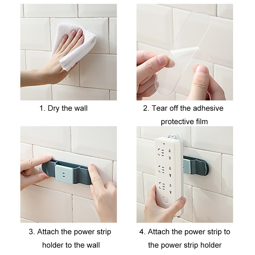 Zelfklevende Muur Gemonteerd Stopcontact Hanger Holder Usb Data Kabel Winder Draad Plug Organizer Haak