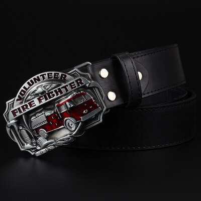 Cool men's belt firefighter profession fire truck buckle fire dept badge fire brigade sign firemen belt fire fighter volunteer: 2