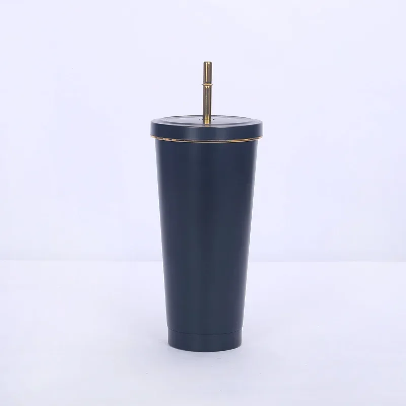 500 750ml Straw Cup With Lid Coffee Reusable Plastic Tumbler Frosted Mug Water Bottle Drinkware Portable Large Capacity Milk Tea