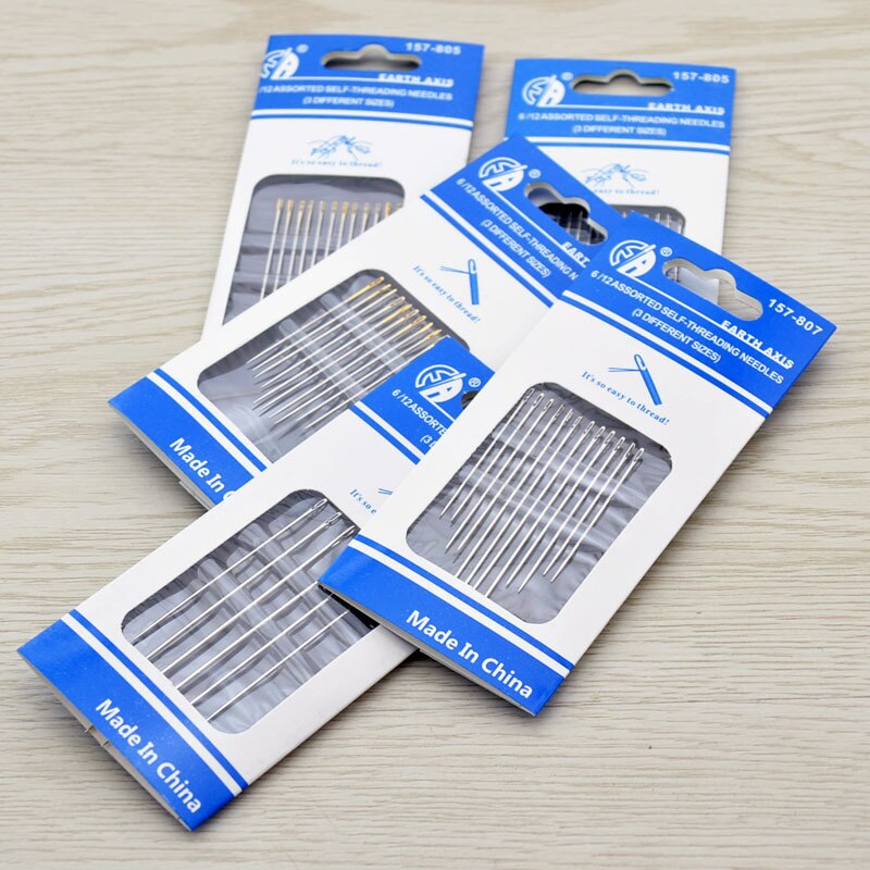 10bag/lot One Second-Needles Self Threading Needles Hand Sewing Side Opening Needles Blind Needle Steel Sewing Needle Darning