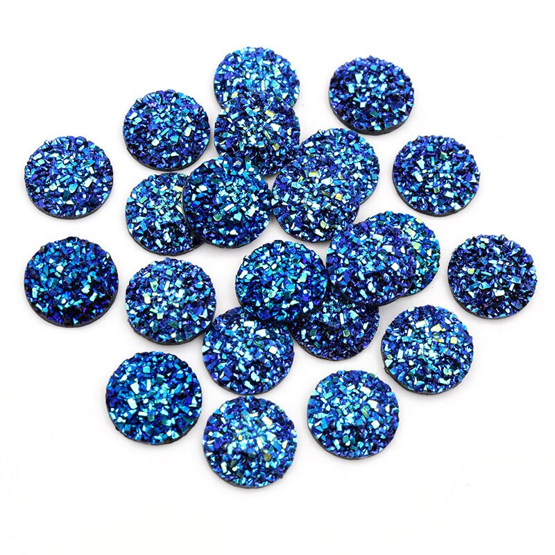Nowa moda 40 sztuk 12mm Mix niebieski kolory kwiat styl z płaskim z powrotem Cabochons żywiczne Cameo: G5-18
