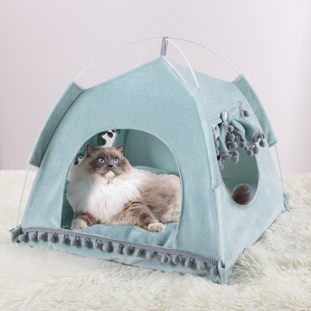 NUEVA CASA plegable de La Tienda del perro del animal doméstico respirable de la impresión de la casa del Gato con la red al aire libre interior del gato de la malla casa pequeña del perro: G288404 / M