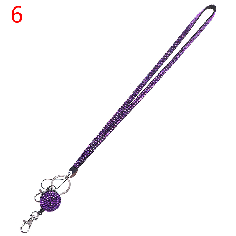 1Pc Lanyard Crystal Rhinestone Mobile Phone Neck Strap Key Holder Rhinestone Lanyard Badge Reel 11 color: A6