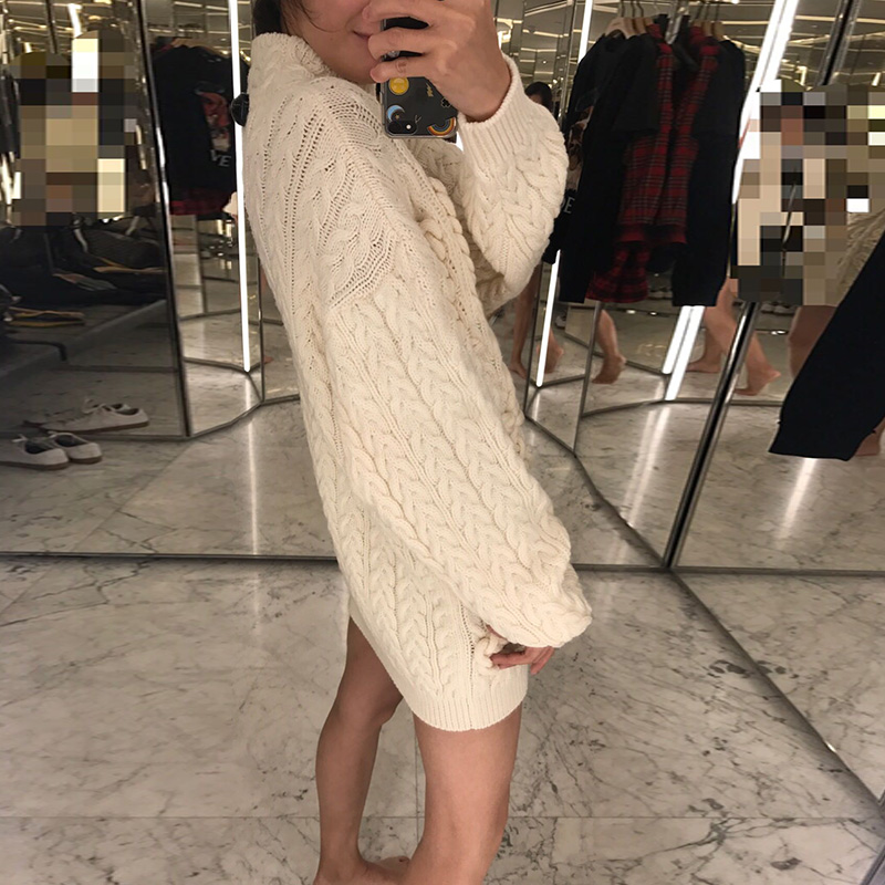 GETSPRING Vrouwen Trui Vintage Coltrui Oversized Herfst Truien Beige Lange Dames Warm Losse Winter Truien