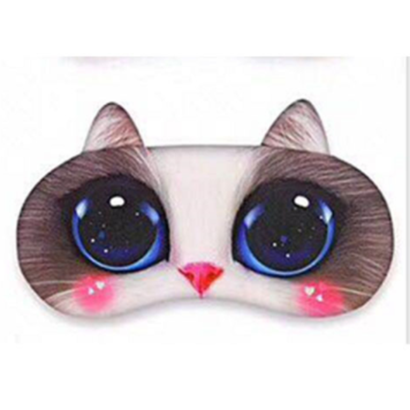 Eye Mask Eyeshade Cover Shade Natural Sleeping Eye Patch Cute Cat Dog Sleep Mask Women Men Soft Blindfold Travel Eyepatch: Blush cat