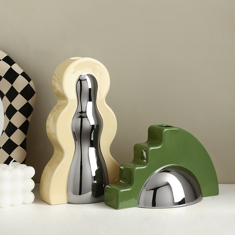 Medieval Memphis Vase Decoration Living Room Flower Arrangement Porch Art Home Soft Decoration Flower Device