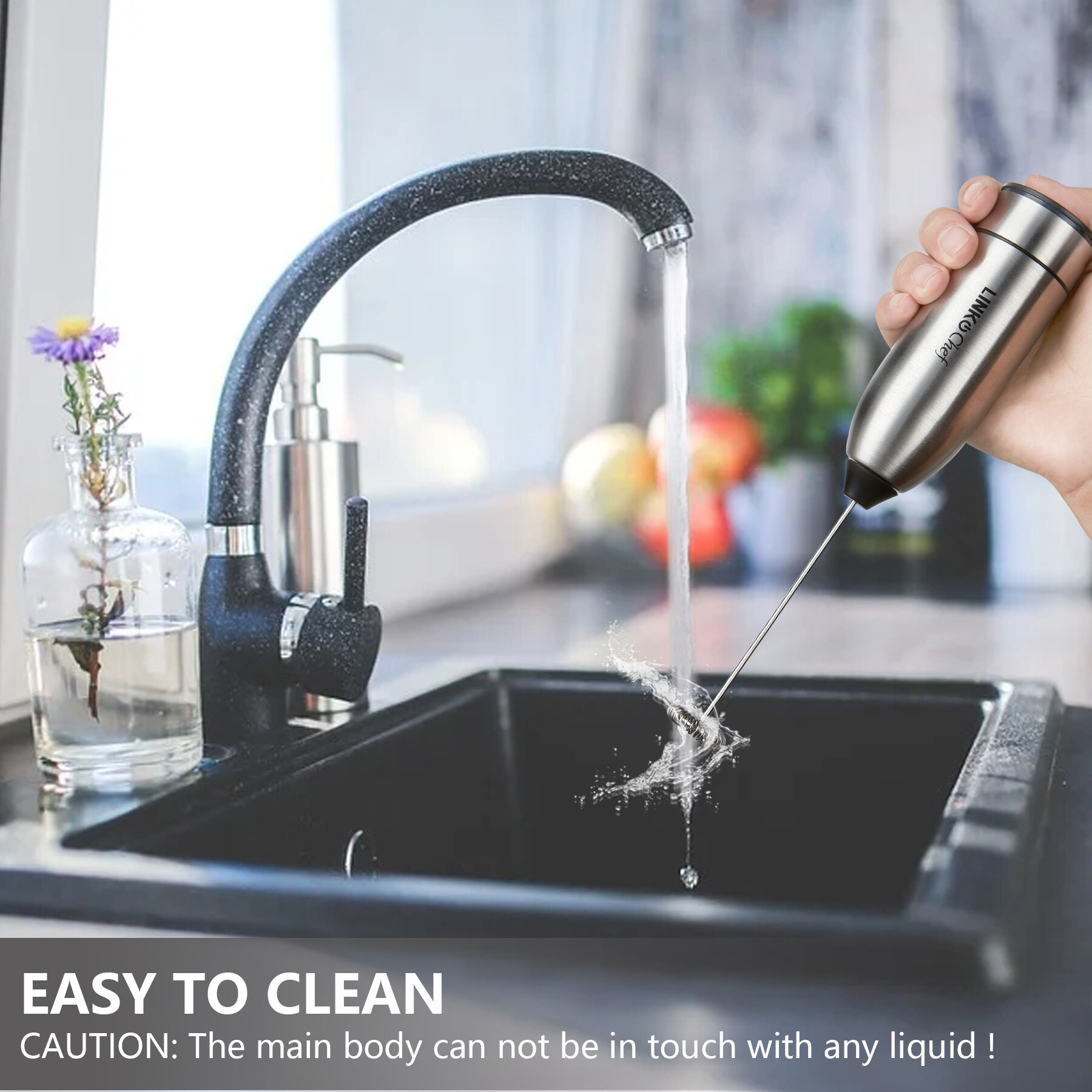 Mini Espumador de leche eléctrico de mano, vaporizador de acero inoxidable para café, capuchino, Latte, Matc, funciona con batería