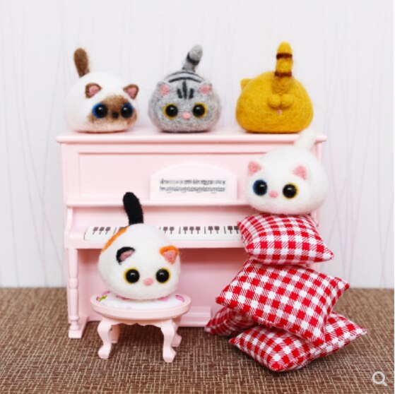 Wolle filz Jab, katze, Hand-gemacht DIY, kreative katze ei. Wolle nadel Bausatz wollfilz nadel filzen dekoration handwerk needlecra