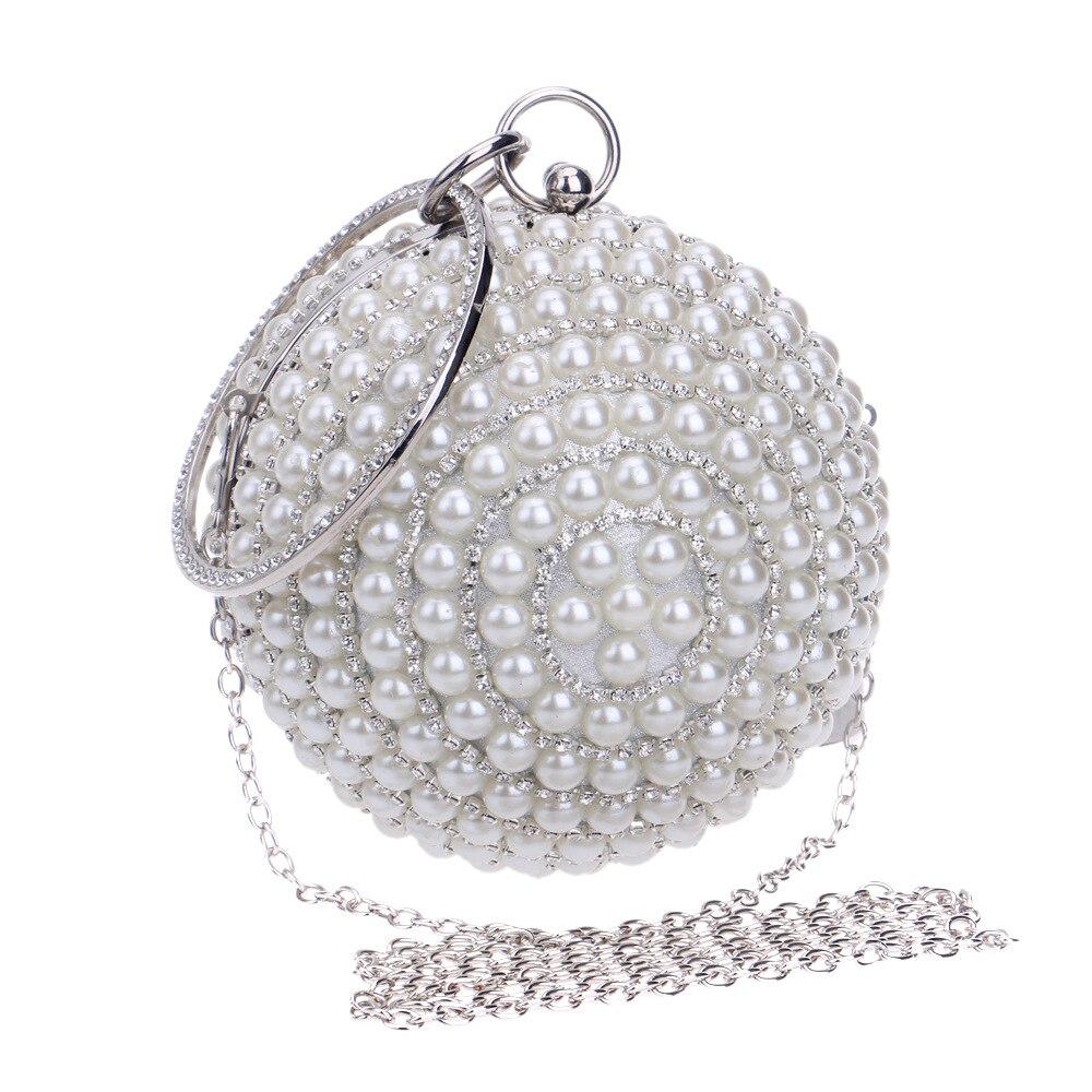De cristal de lujo de estilo hecho a mano diamantes de imitación perla mujeres noche bolsas de de señora de boda embragues bolsos