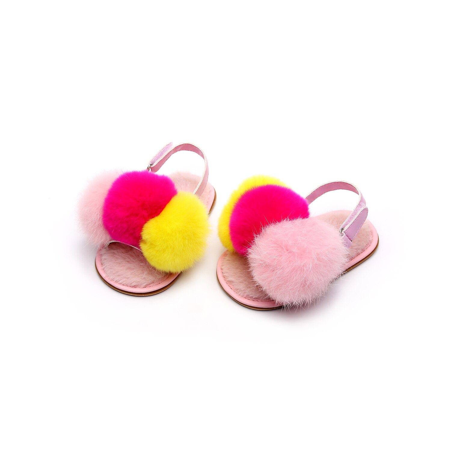 Sandales à pompons pour bébé fille, chaussures d'automne et d'hiver pour bébé, chaussures plates à semelles souples, pantoufles décontractées pour tout-petits, pré-marcheurs