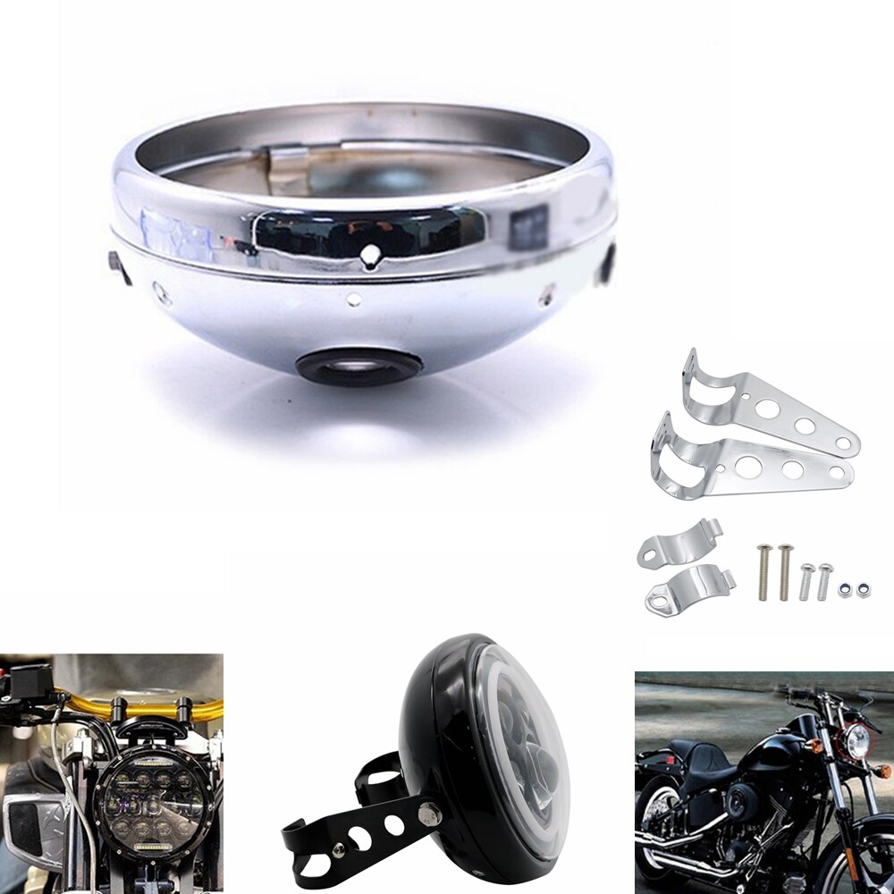 Motorcycle universal headlight bracket housing 7 inch housing LED matte black