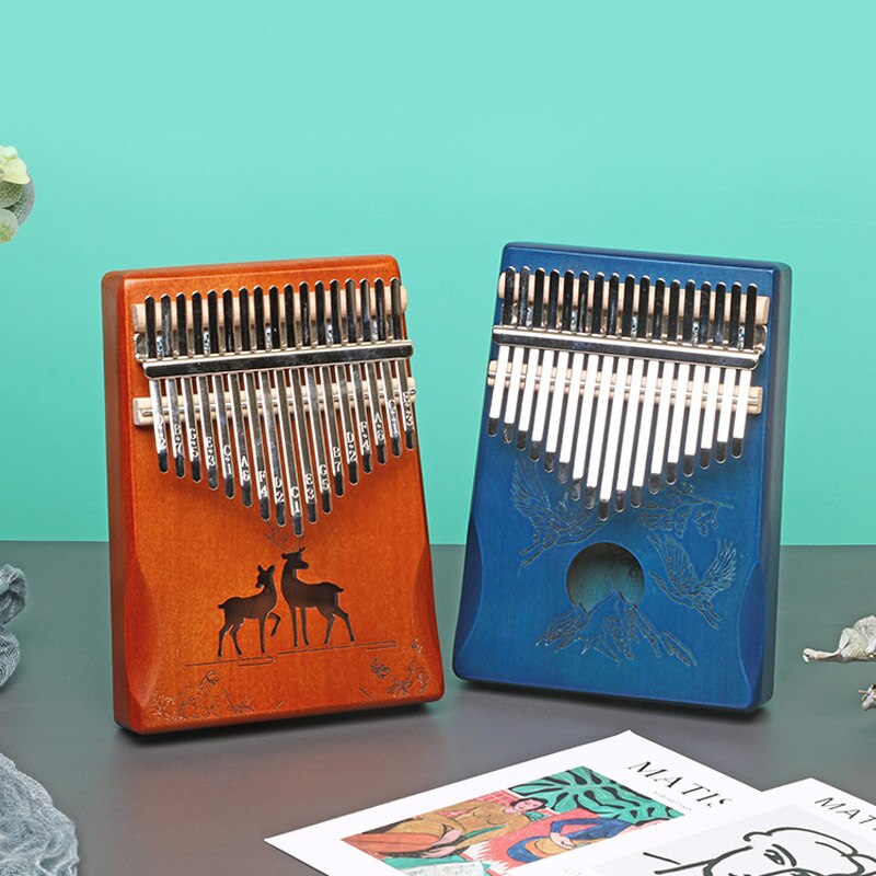 Kalimba 17 Keys Thumb Piano Solid Wood Portable Keyboard Instrument Mahogany Wooden African Kalimba Finger Piano