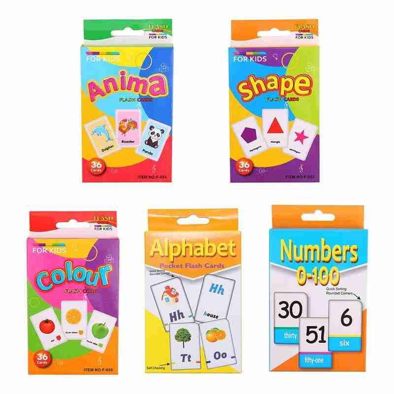 36Pcs Children Recognition Shape Animal Color Teaching Card Cognitive Flash Puzzle Infant Kids Early Education Learning Toys Set