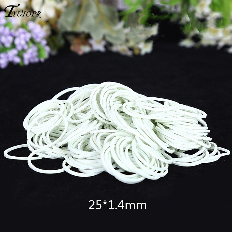 200Pcs 25*1.4Mm Wit Kantoor Rubber Ring Elastiekjes Sterke Elastische Haarband Loop Briefpapier Houder School kantoorbenodigdheden