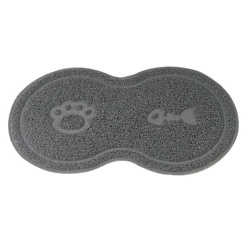 Clean PVC Pet Dog Puppy Cat Feeding Mat Pad Cute Bed Dish Bowl Food Water Feeding Placemat Wipe Clean Pet Supplies Pet placemat: Dark Grey